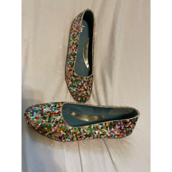 Multicolor Sequin Party Girl Flats Size 11B With Rubber Sole Woman Cross Sparkle - Picture 1 of 11